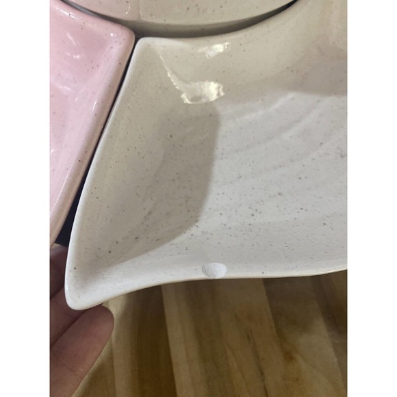 Pink White Speckled VINTAGE Mid Century MCM Chip Dip Lazy Susan Pedestal Set - Picture 3 of 7
